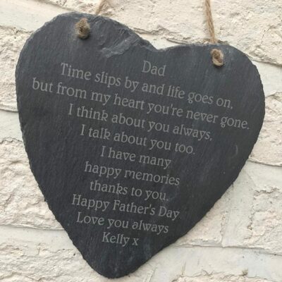 Time Slips By Father's Day Slate Heart
