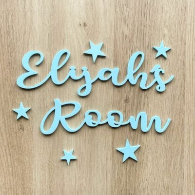 Coloured Acrylic Door (Wall or Toybox) Name Sign with STARS