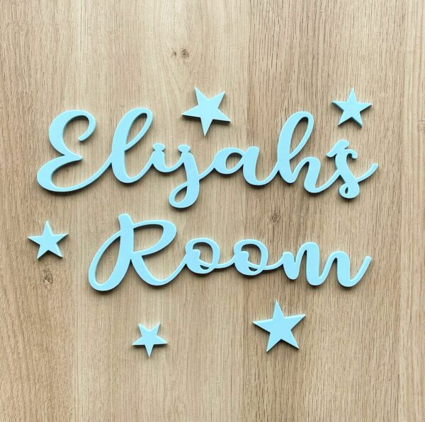 Coloured Acrylic Door (Wall or Toybox) Name Sign with STARS