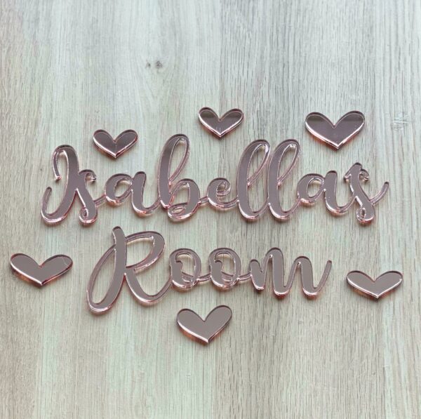Coloured Acrylic Door (Wall or Toybox) Name Sign with HEARTS - Image 2