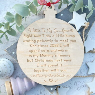 A Letter To My Grandparents 2023 Baby Bump Bauble Decoration