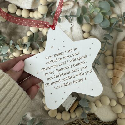 Dear Daddy CHRISTMAS Excited To Meet You Christmas Star, Pregnancy Gift, Baby Announcement, Hello New Baby Parents To Be 2025 (WH) 2