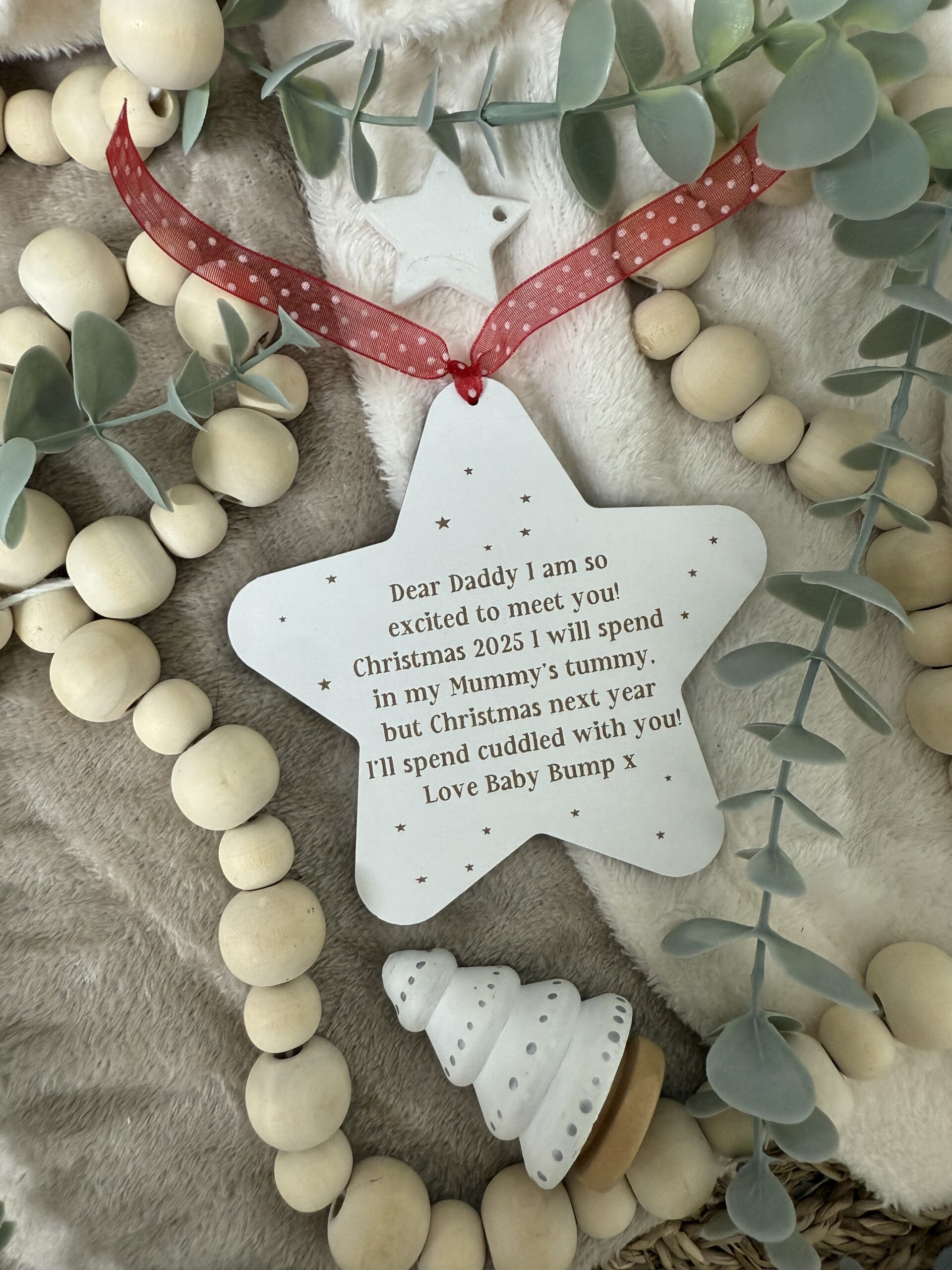 Dear Daddy CHRISTMAS Excited To Meet You Christmas Star, Pregnancy Gift, Baby Announcement, Hello New Baby Parents To Be 2025 (WH)