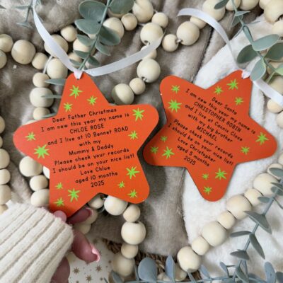 I Am New This Year Dear Santa (Father Christmas) Hanging Star (PR) 2