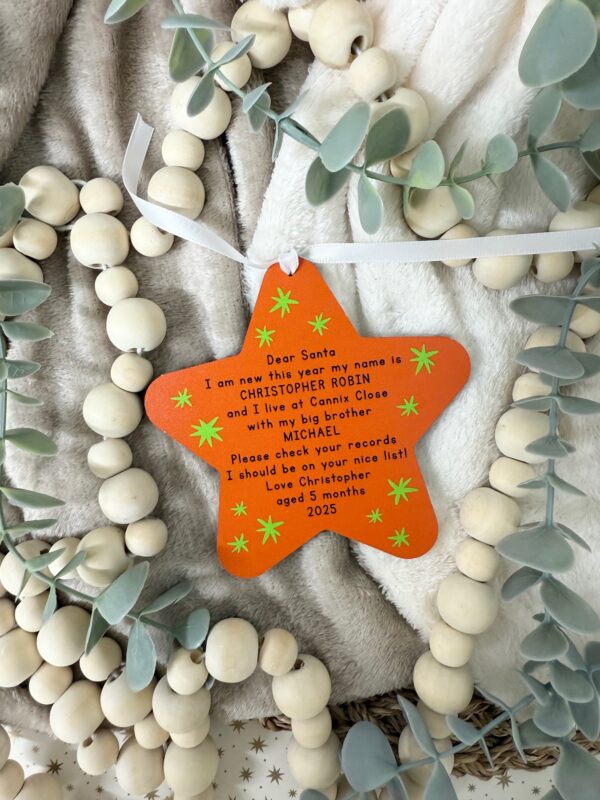 I Am New This Year Dear Santa (Father Christmas) Hanging Star (PR)