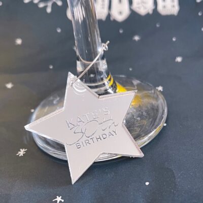 Happy Birthday Wine Glass Personalised Mirrored Acrylic Charms