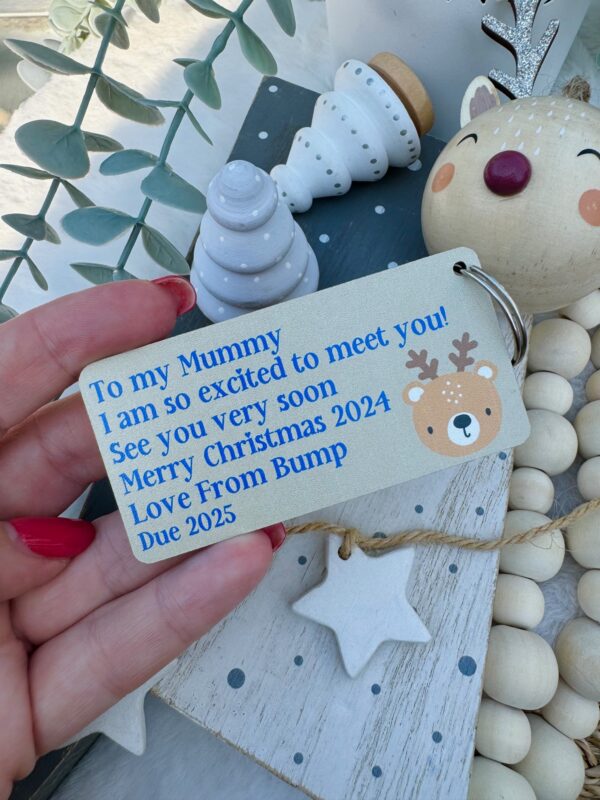 Bump MUMMY To BE I Am So Excited To Meet You Christmas 2024 Pregnancy Keyring (PR) - Image 2