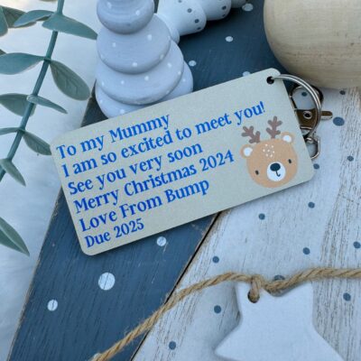 Bump MUMMY To BE I Am So Excited To Meet You Christmas 2025 Pregnancy Keyring (PR)
