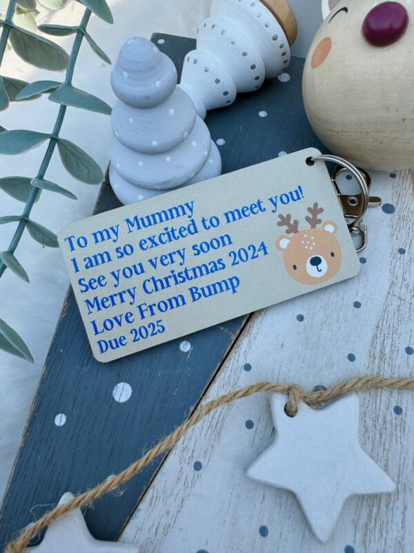 Bump MUMMY To BE I Am So Excited To Meet You Christmas 2024 Pregnancy Keyring (PR)
