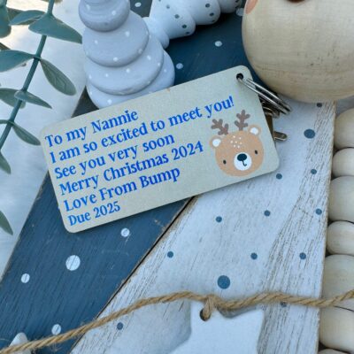GRANDPARENTS Baby Bump Keyring I Am So Excited To Meet You Christmas 2025 Pregnancy (PR)