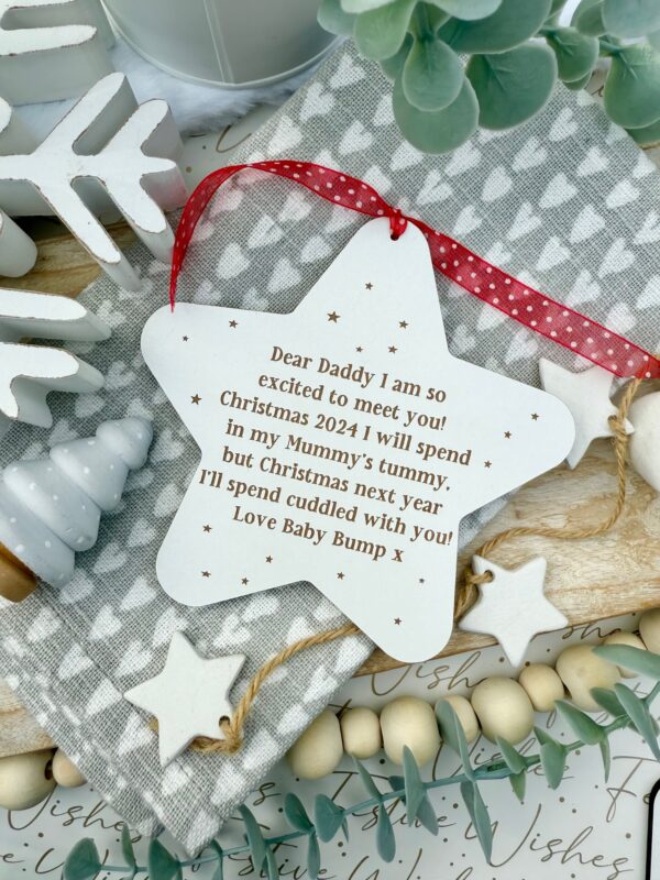 (WH) Dear Daddy Excited To Meet You Hanging Christmas Star - Image 2