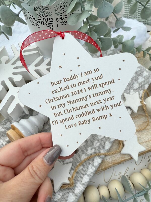 (WH) Dear Daddy Excited To Meet You Hanging Christmas Star