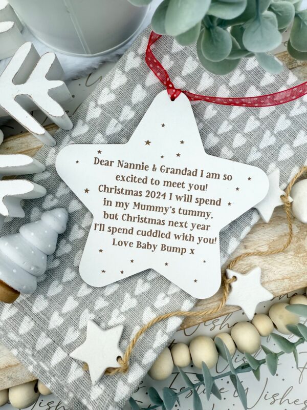 (WH) Dear Grandparents Excited To Meet You Hanging Christmas Star - Image 2