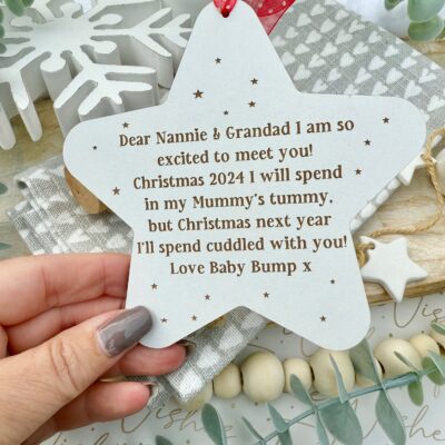 (WH) Dear Grandparents Excited To Meet You 2025 Hanging Christmas Star