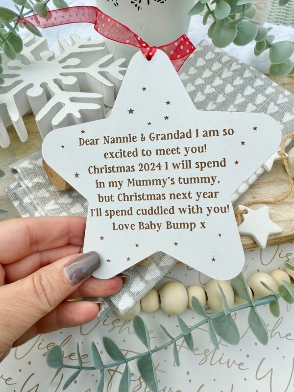 (WH) Dear Grandparents Excited To Meet You Hanging Christmas Star