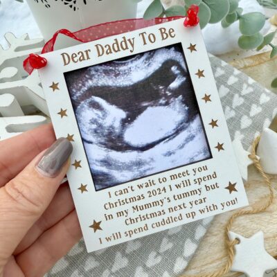 2025 Christmas Decoration I Can't Wait To Meet You Hanging Photo Frame (WH)