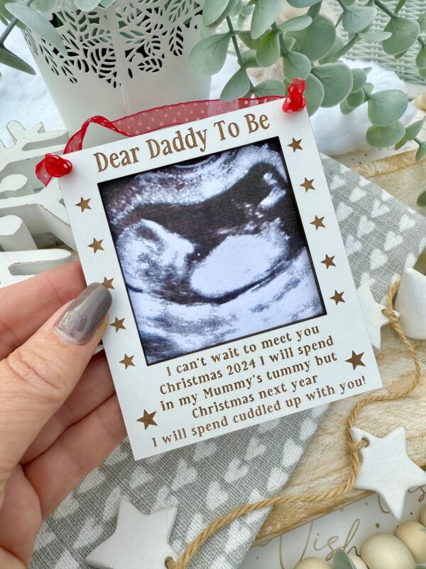 Christmas Decoration I Can't Wait To Meet You Hanging Photo Frame (WH)