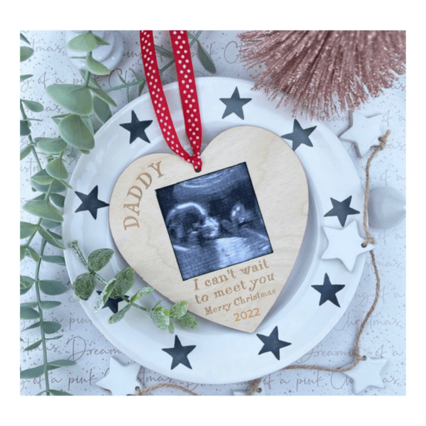 I Can't Wait To Meet You 2024 Personalised Christmas Hanging Frame Decoration