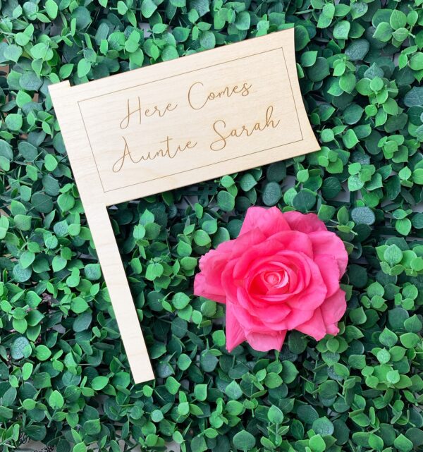Here Comes The Bride Personalised Wooden Flag Sign
