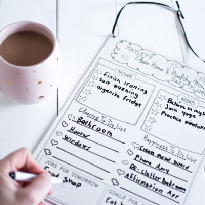 Personalised Laser Engraved 'Clean Home & Healthy Mind' Daily Wipeable Planner