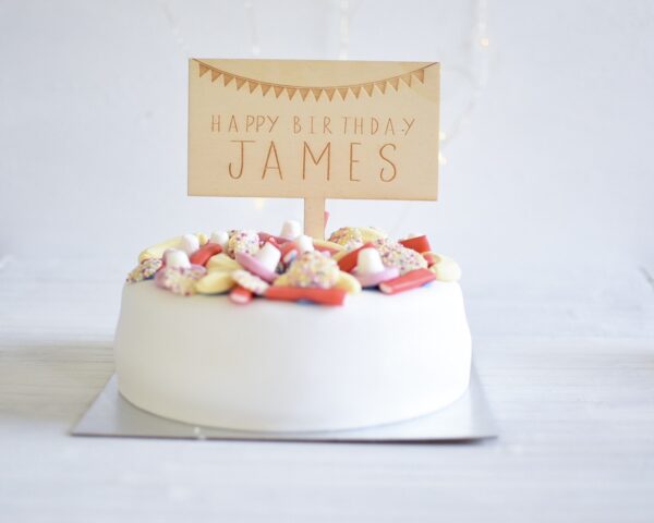 Personalised Bunting Wooden Cake Topper