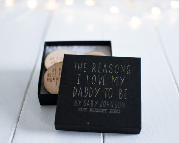 DADDY TO BE The Reasons I Love You Personalised Box & Tokens