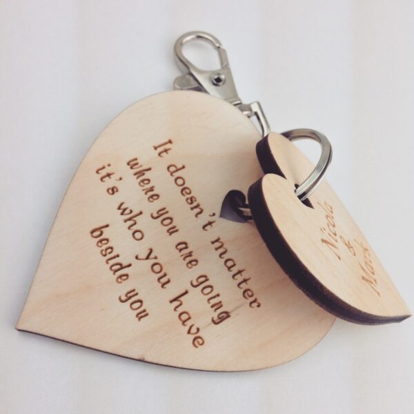 Double Heart Who You Have Beside You Keyring