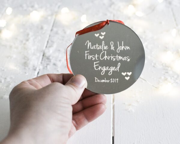 2020 EDITION Our First Christmas Engaged Mirrored Decoration