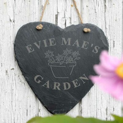 Personalised Garden Slate Heart Sign