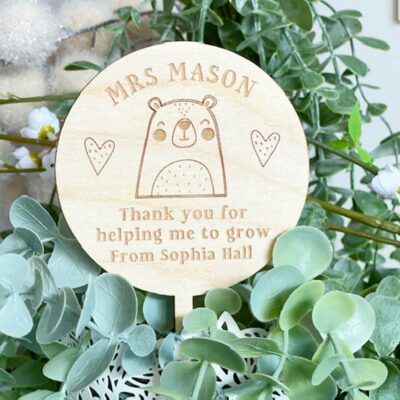 Thank You TEACHER Thank You For Helping Me To Grow Plant Topper Cute Bear Planter
