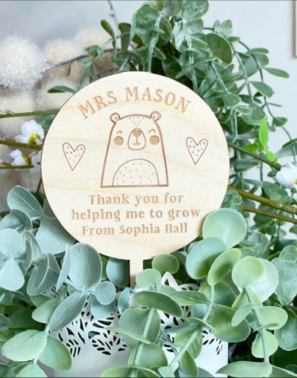 Thank You TEACHER Thank You For Helping Me To Grow Plant Topper Cute Bear Planter