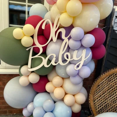 Oh Baby Large Decorative Flower Wall & Baby Shower Wooden Sign