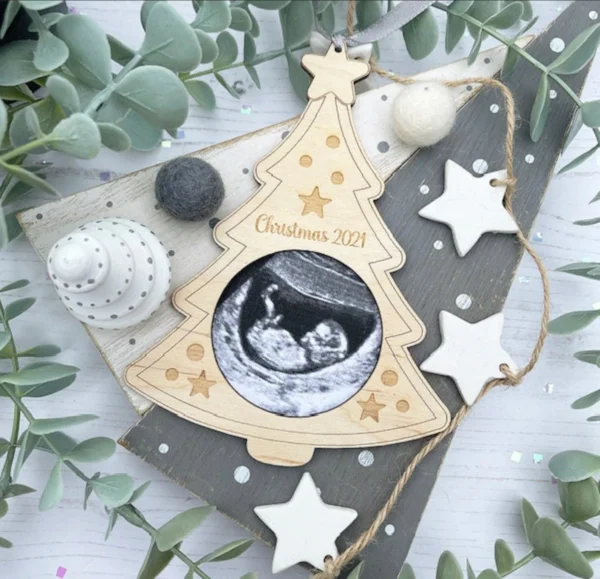 CHRISTMAS TREE Baby Scan Photograph Christmas 2024 Decoration