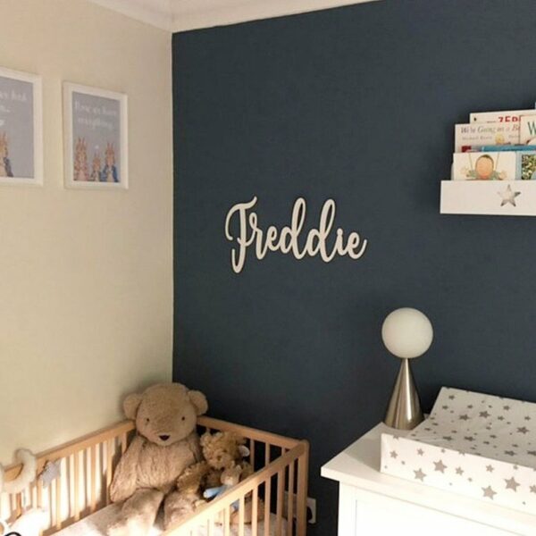 Wooden Name Sign 600mm in SWIRLY Font - Image 3