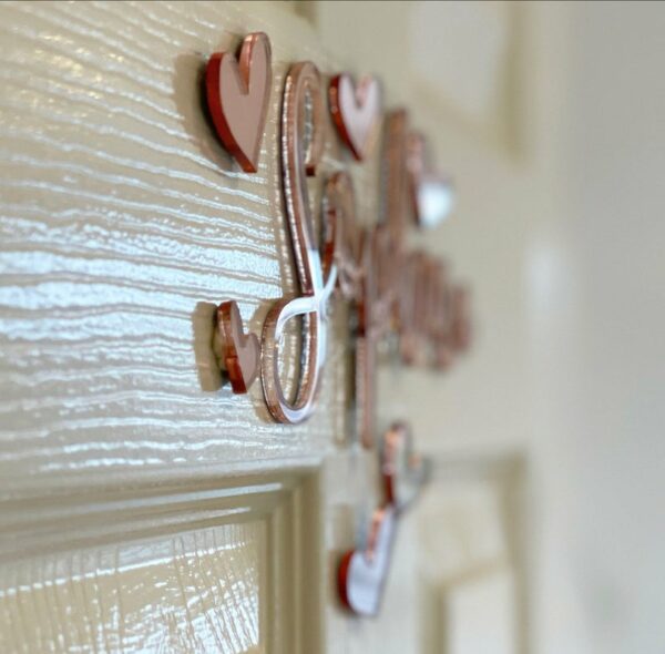 Coloured Acrylic Door (Wall or Toybox) Name Sign with HEARTS - Image 4
