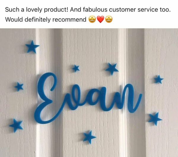 Coloured Acrylic Door (Wall or Toybox) Name Sign with STARS - Image 4