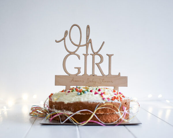 Oh Girl Personalised Baby Shower Cake Topper