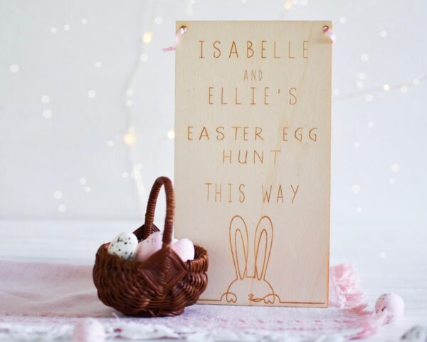 Easter Egg Hunt Personalised Hanging Plaque