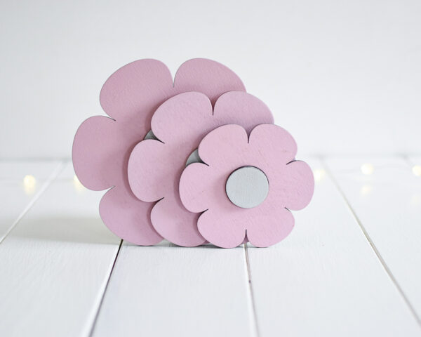Painted Wooden Flowers Wall Decor Set of 3 (Various Colours)