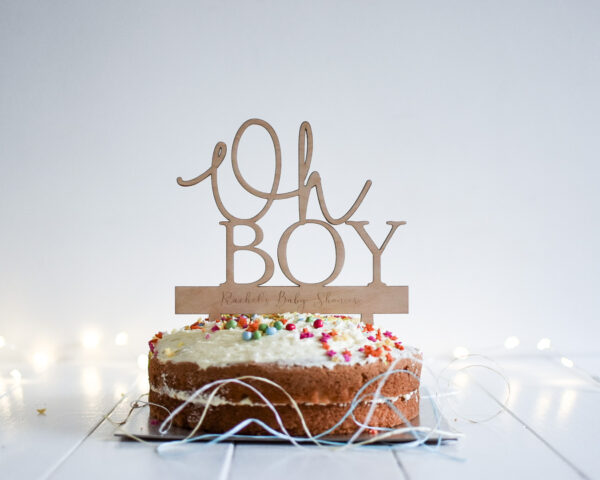 Oh Boy Personalised Baby Shower Cake Topper