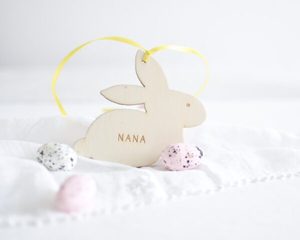 Personalised Hanging Bunny Wooden Decoration - Image 3