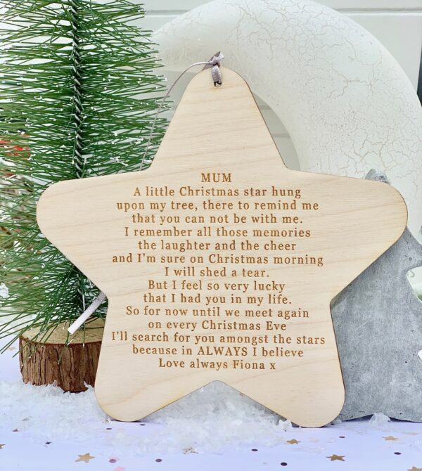 Remembrance & Memorial Ornament - Christmas Without You PERSONALISED PLY Star