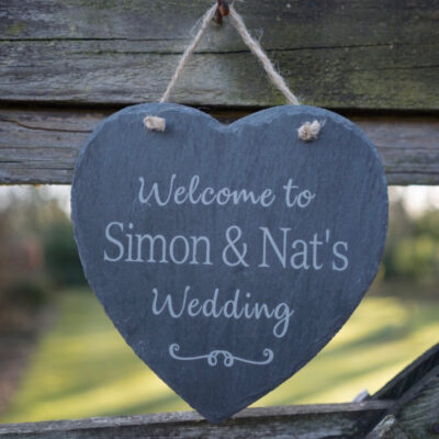 Welcome To Our Wedding Slate Heart