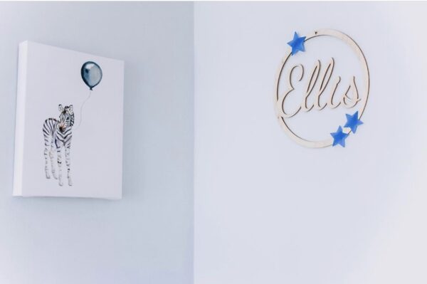 Wooden Hoop Sign With Acrylic Stars
