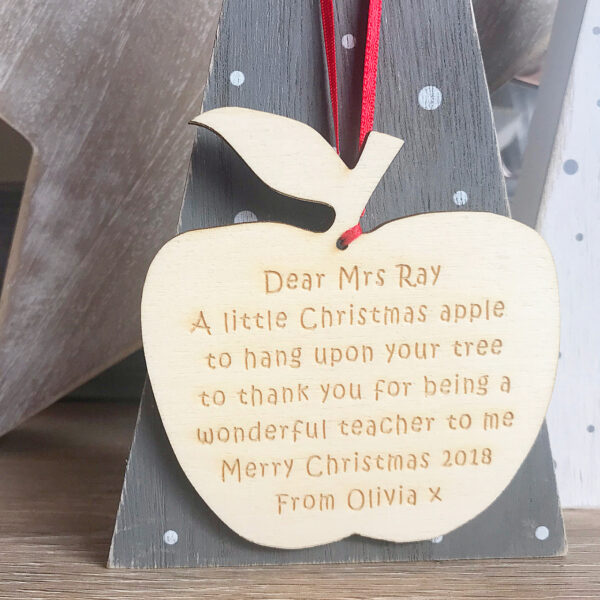 Thank You For Being A Wonderful Teacher At Christmas Hanging Apple