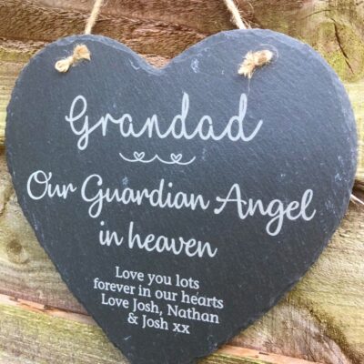 Guardian Angel Personalised Slate Heart