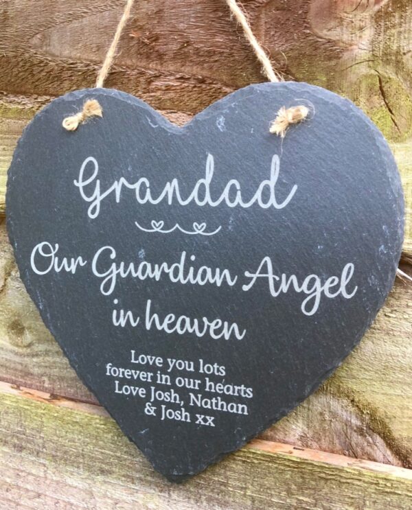 Guardian Angel Personalised Slate Heart