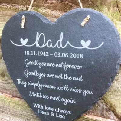 Goodbyes Are Not Forever Personalised Slate Heart