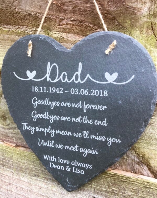 Goodbyes Are Not Forever Personalised Slate Heart