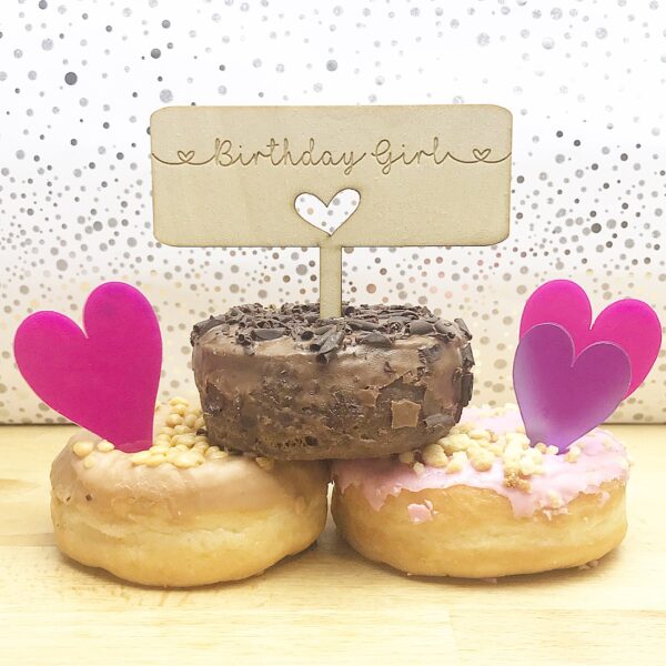 Birthday Girl Cake Topper & Decorative Hearts Set